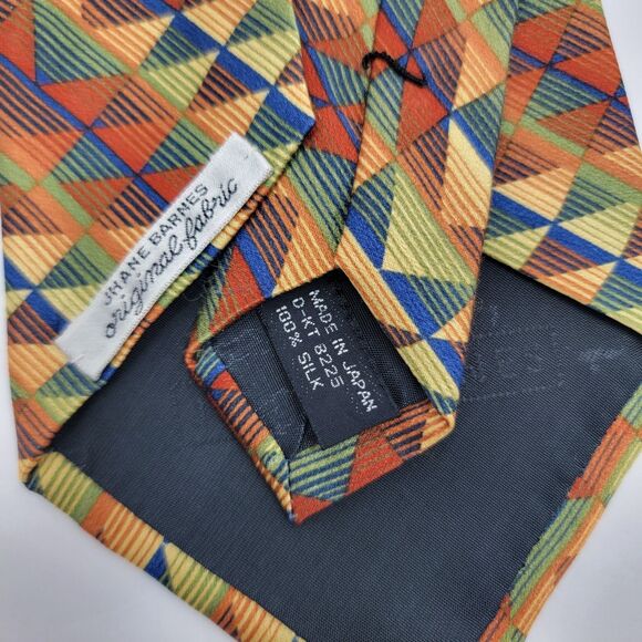 Jhane Barnes Original Fabric 100% Silk Multicolor Geometric Necktie 63.5"x4" - Picture 4 of 5